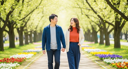 ヒーローマリッジで婚活成功を収めた幸せなカップルのイメージ