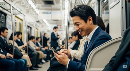  忙しい30代男性が通勤中にスマホで効率的に婚活を進めるイメージ