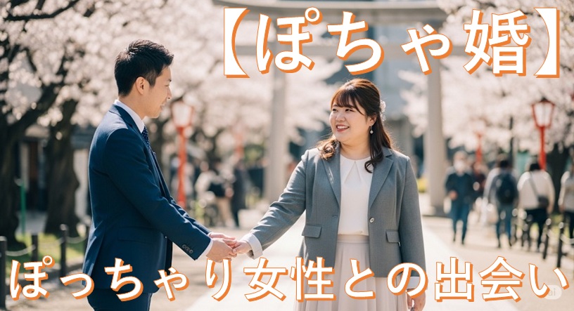 理想のぽっちゃり女性と出会い、笑顔で寄り添うカップルのイメージ