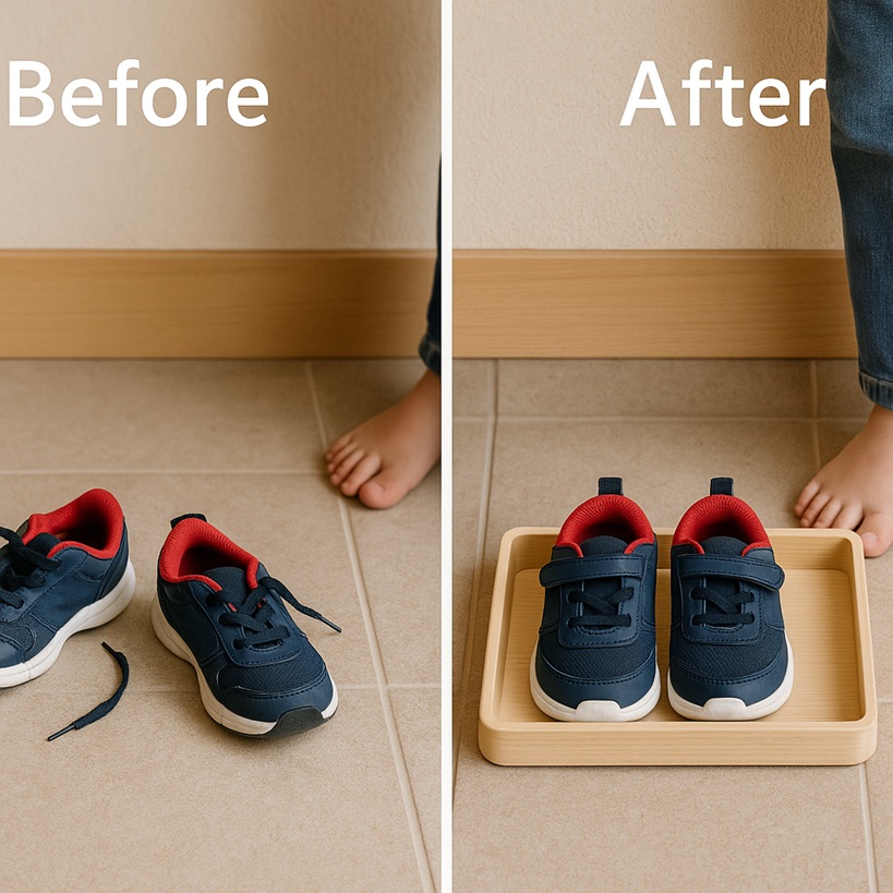 3歳：靴の整列のBefore/After