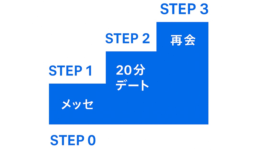 ペット婚で探す→短文メッセ→20分デート→再会の4ステップ