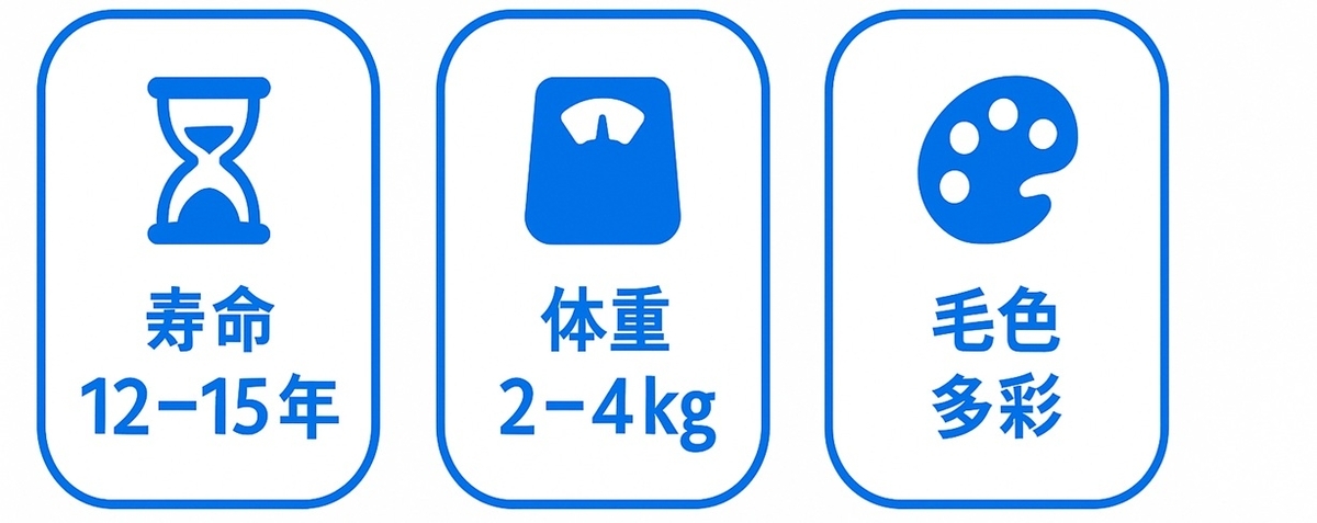 寿命・体重・毛色の要点を3タグで表示