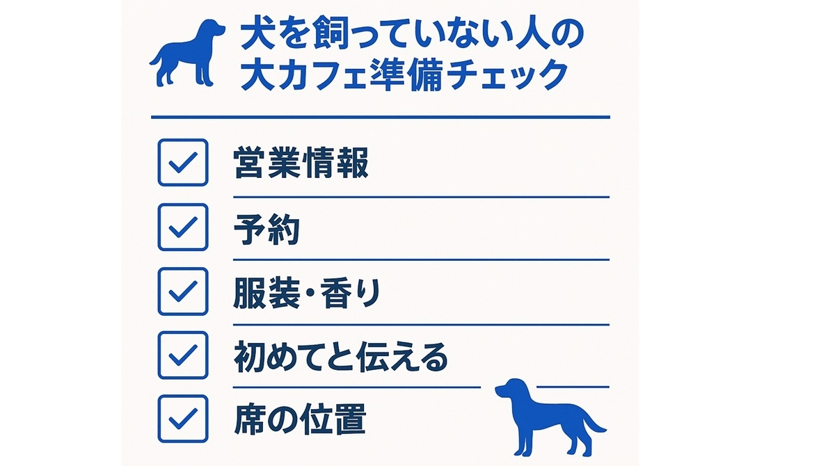 犬を飼っていない人が犬カフェに行く前に確認したいポイントをまとめたチェックリストイメージ