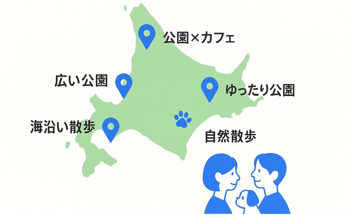 札幌・旭川・函館・帯広・北見・網走エリアの初対面デートに向いたスポットイメージをまとめた北海道マップ