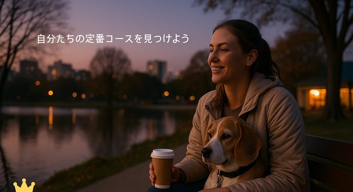 浦和の公園で犬と一日を過ごし、駅チカのカフェで締めくくるイメージ