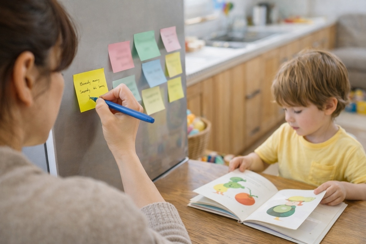 幼児英語の伸びを週1メモで見える化する観察指標の記録イメージ