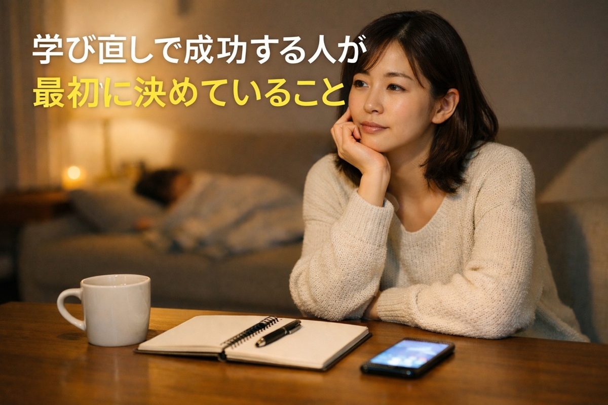 子どもが寝たあとにスマホで資格を調べながら迷う親
