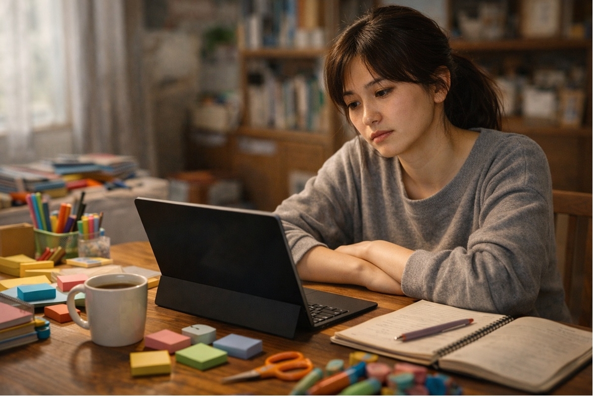 学習を始めたいのに心理的ハードルで手が止まる様子