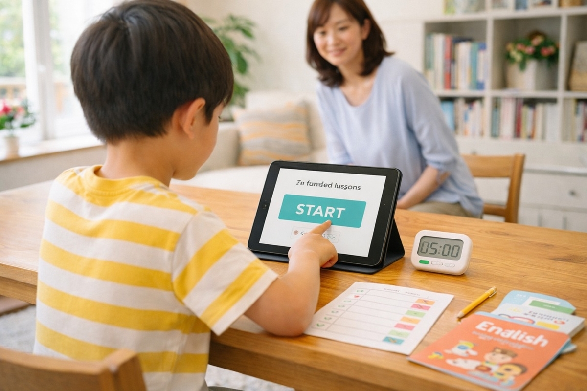 毎日5分から英語学習を習慣化する小学生の自宅学習