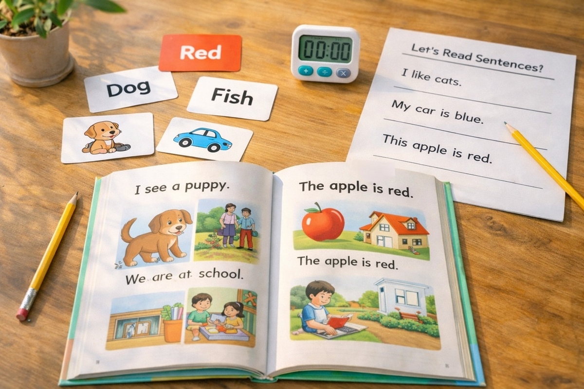 小学生の英語学習に必要な語彙カード・音読教材・例文プリントのセット