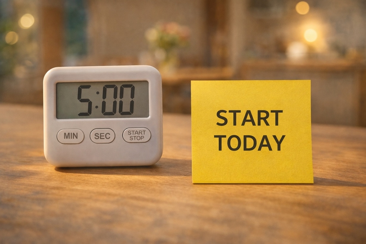 英語習慣は今日から5分で始められることを示すイメージ
