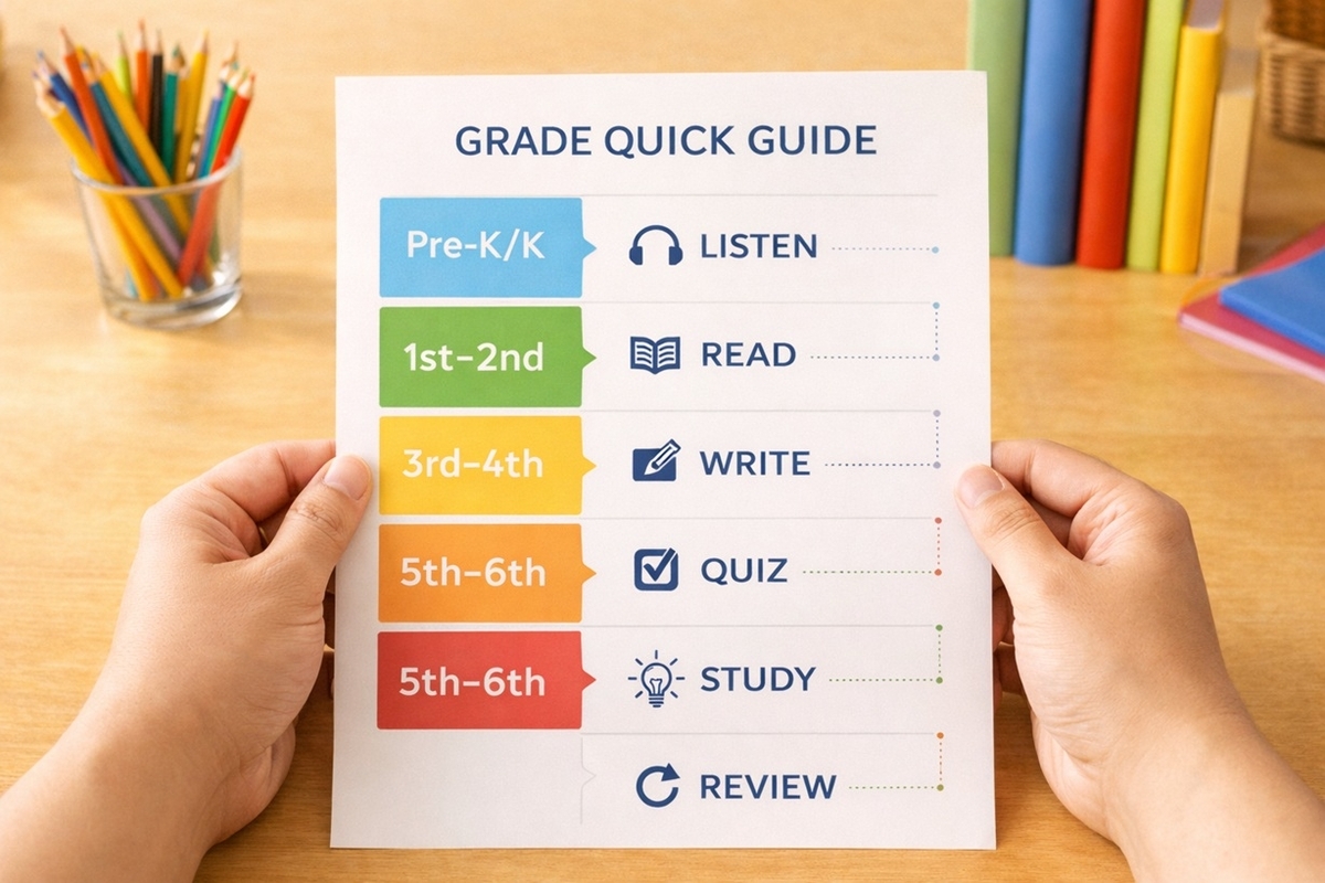 小学生英語の学年別最短ルート早見表を1枚で確認できる保存用イメージ