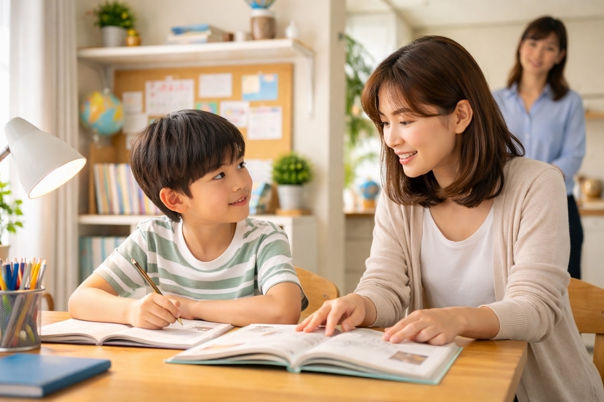 親ではない第三者が入ることで勉強態度が落ち着く様子