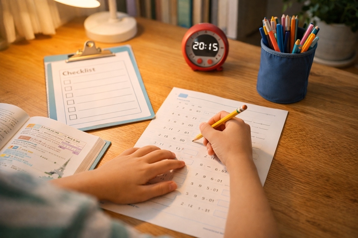 迷いゼロで始められる学習習慣の仕組みを整えた机のイメージ