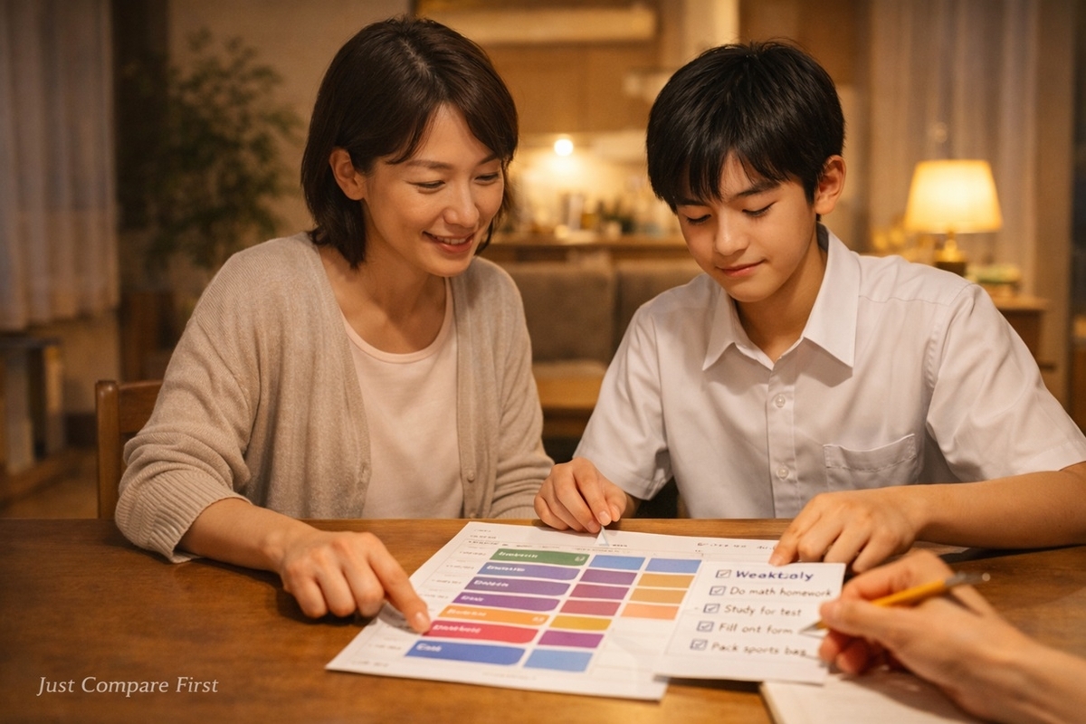 忙しい家庭がまず比較だけして安心して家庭教師を検討するイメージ
