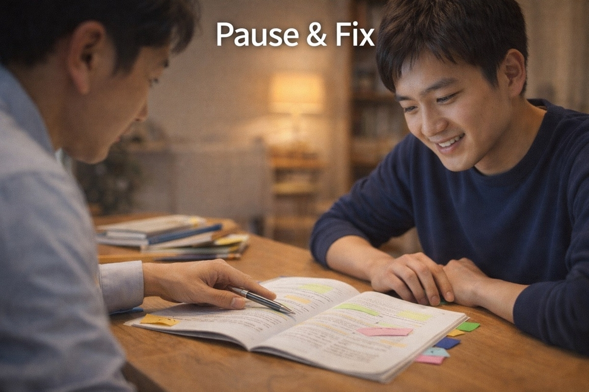 個別対応でつまずきを止めて修正する学習のイメージ