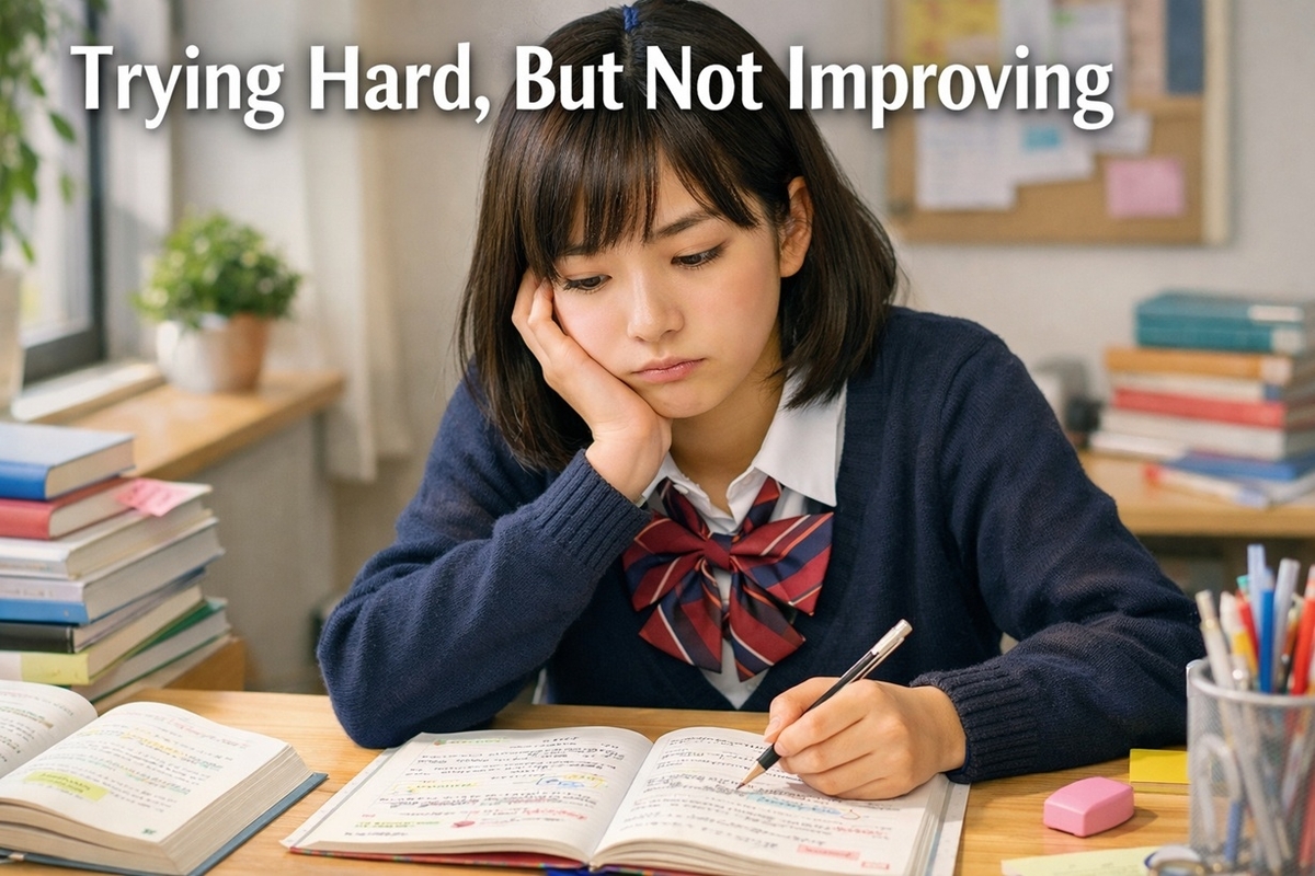 塾で真面目に取り組んでいるのに成績が伸びず、努力が結果につながらない子どもの典型例