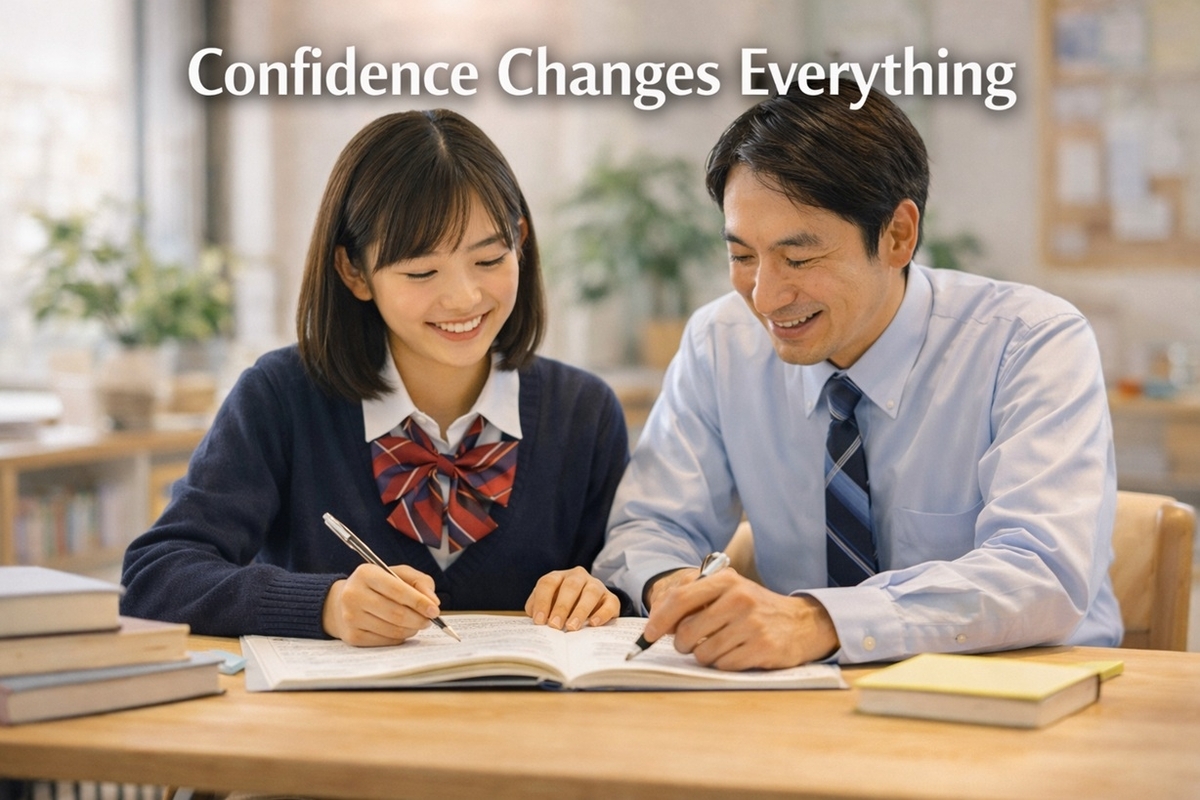 家庭教師で学習の形式が噛み合い、自信を持って勉強できるようになった子どものイメージ