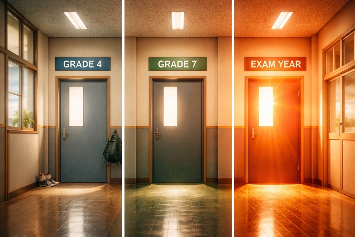 学年が上がるほど構造変更コストが増える（小4・中1・受験期の時間軸）