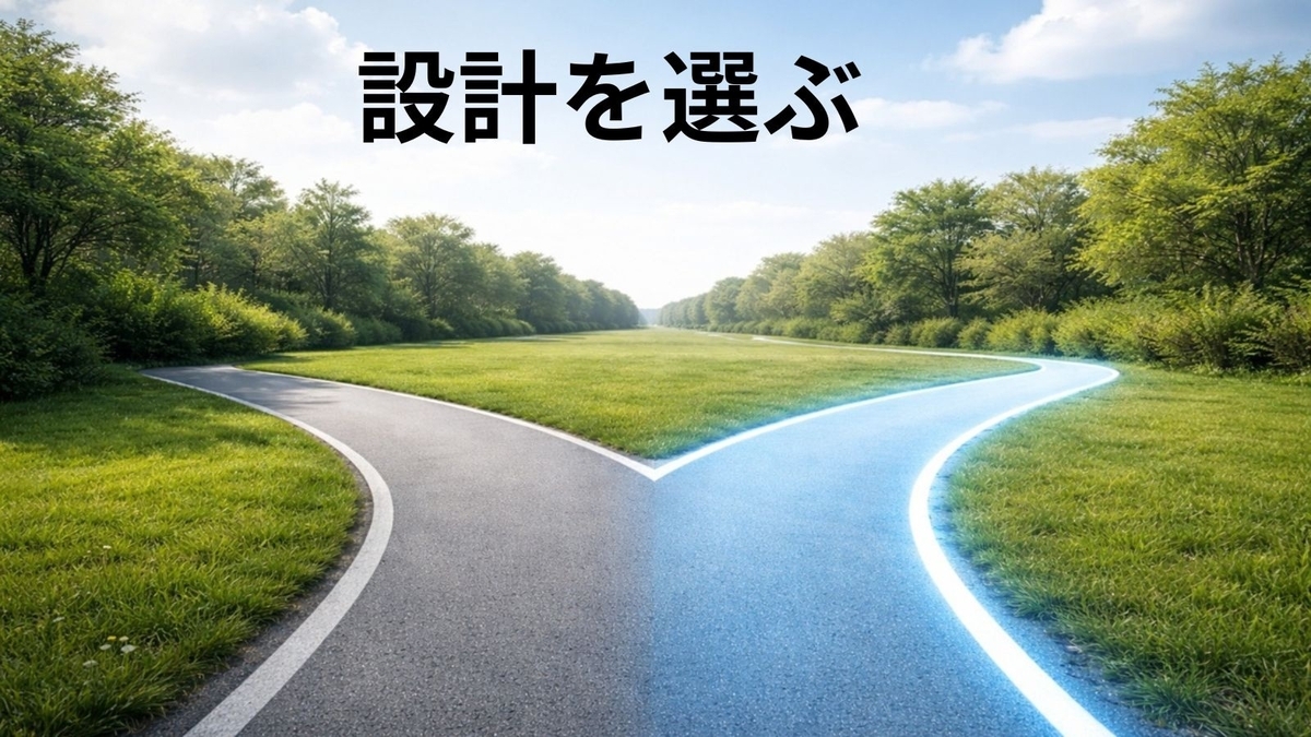 設計を選ぶことで進路が明確になる分岐イメージ