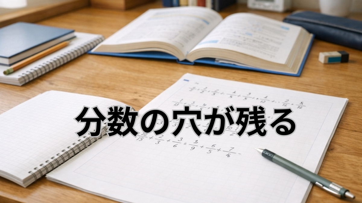 分数のつまずきが中学数学に影響する学習イメージ