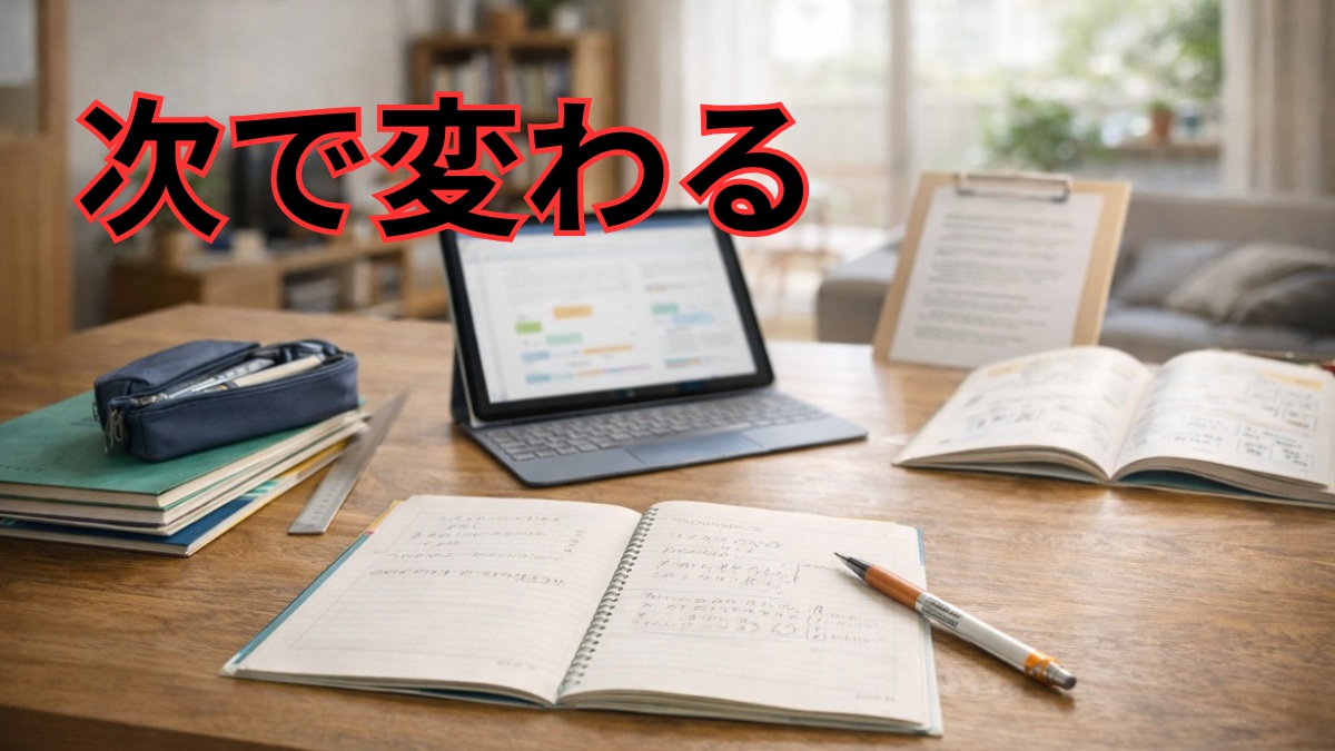 点数の立て直しに向けて次の一歩へ進む中学生の学習環境