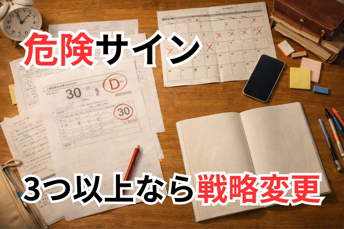 模試D判定や未提出物など受験に間に合わない危険サインが重なった学習机