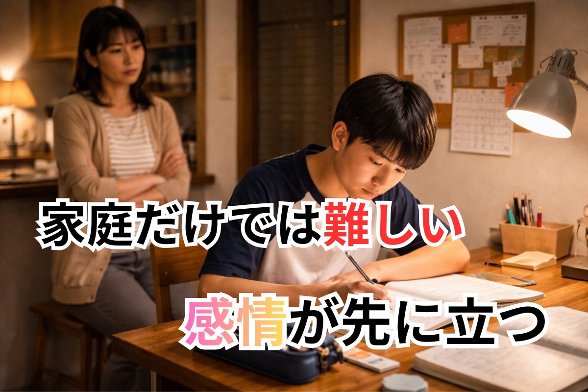 親子だけでは学習管理が難しいことを感じさせる家庭学習の場面