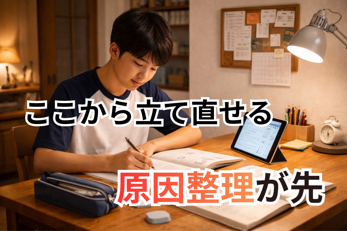 学習の流れが整い自然に勉強を始められるようになった中学生の家庭学習風景