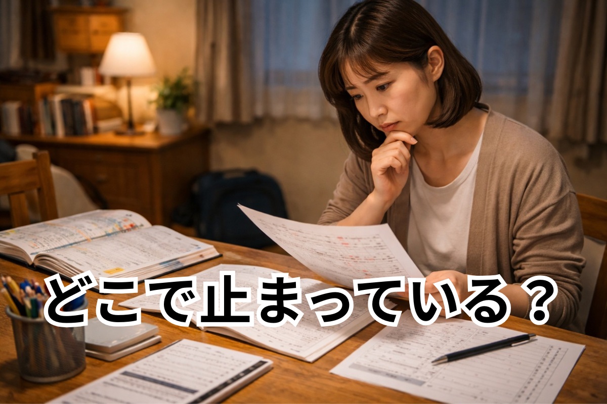 中学生の成績が伸びない原因を保護者が見極めようとしている様子