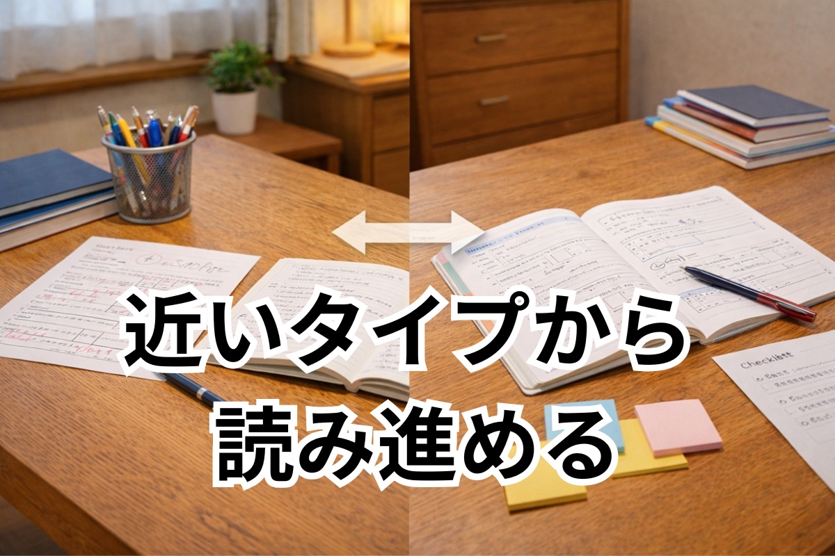 中学生の学習停滞が70点台型と50点台型で分かれることを示すイメージ