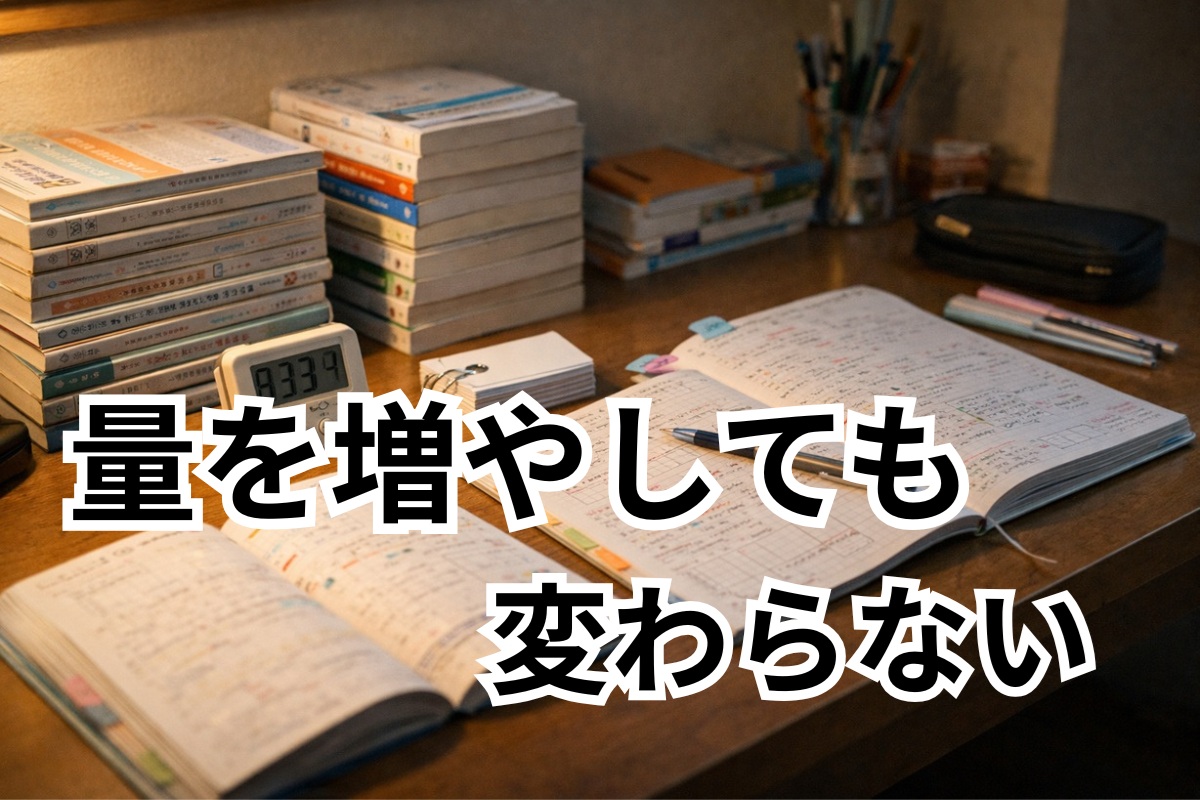 問題数や暗記や勉強時間を増やしても変わらない家庭学習の机上風景