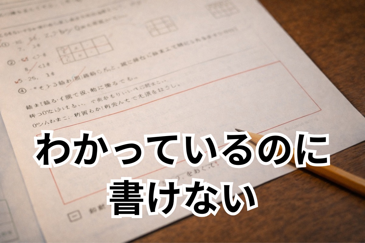 分かっているのに記述欄だけ書けず止まっているテスト答案のイメージ