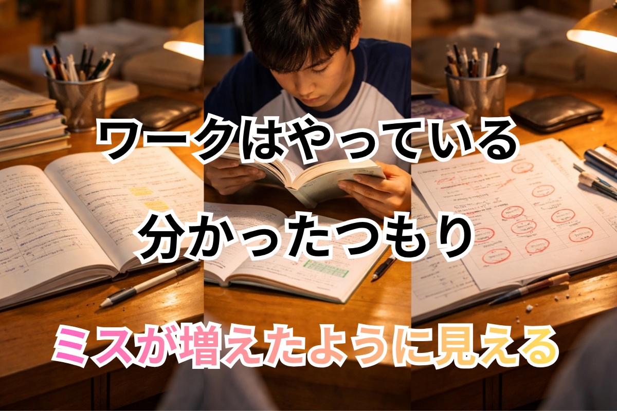 成績低下の前に見落とされやすい3つの前兆を表した学習机の比較イメージ