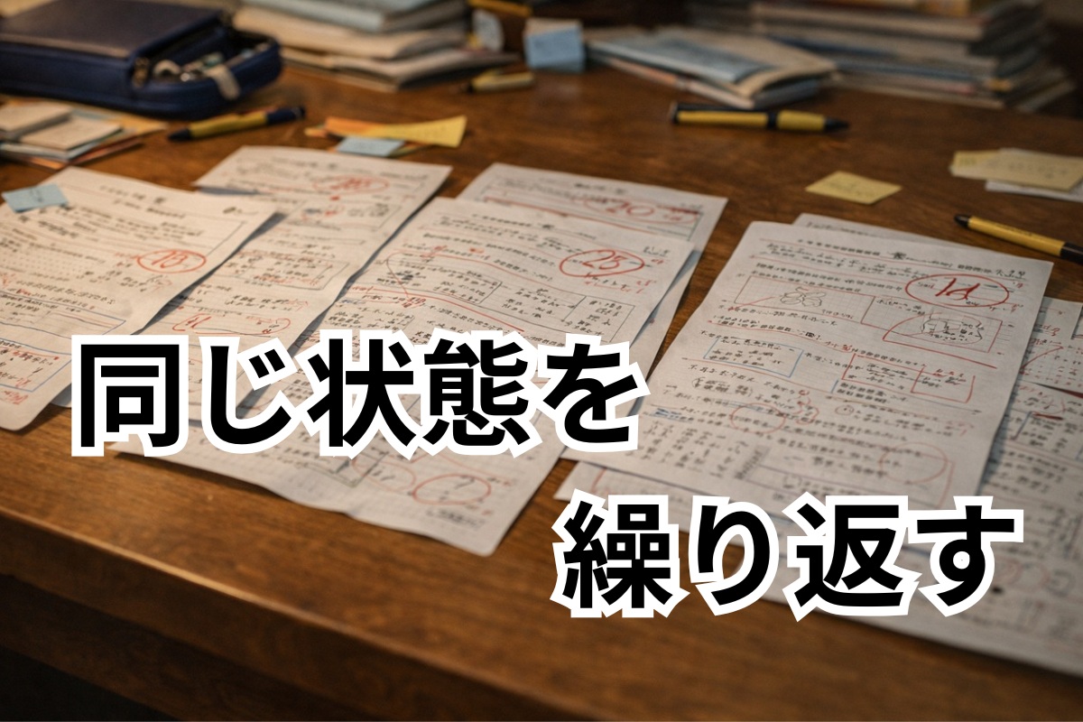 似たような点数が続いている中学生のテスト結果イメージ