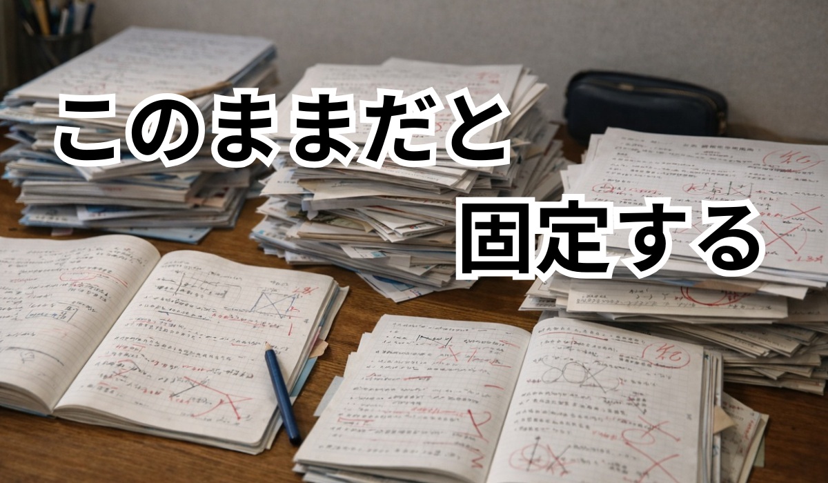 努力しても同じ状態が続いている家庭学習の停滞イメージ
