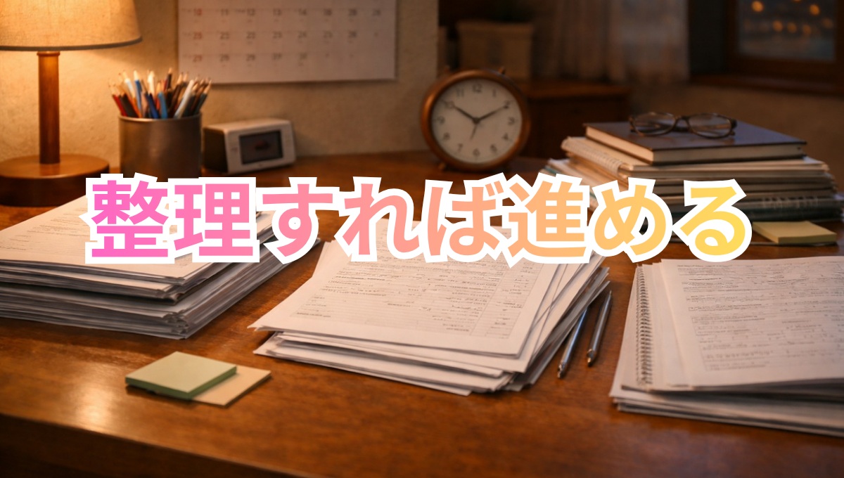 整理された学習環境で次の一歩を踏み出そうとする中学生