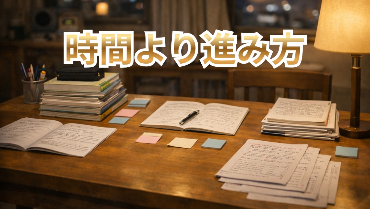 基礎学習と家庭学習とテスト対策がうまくつながっていない机の様子
