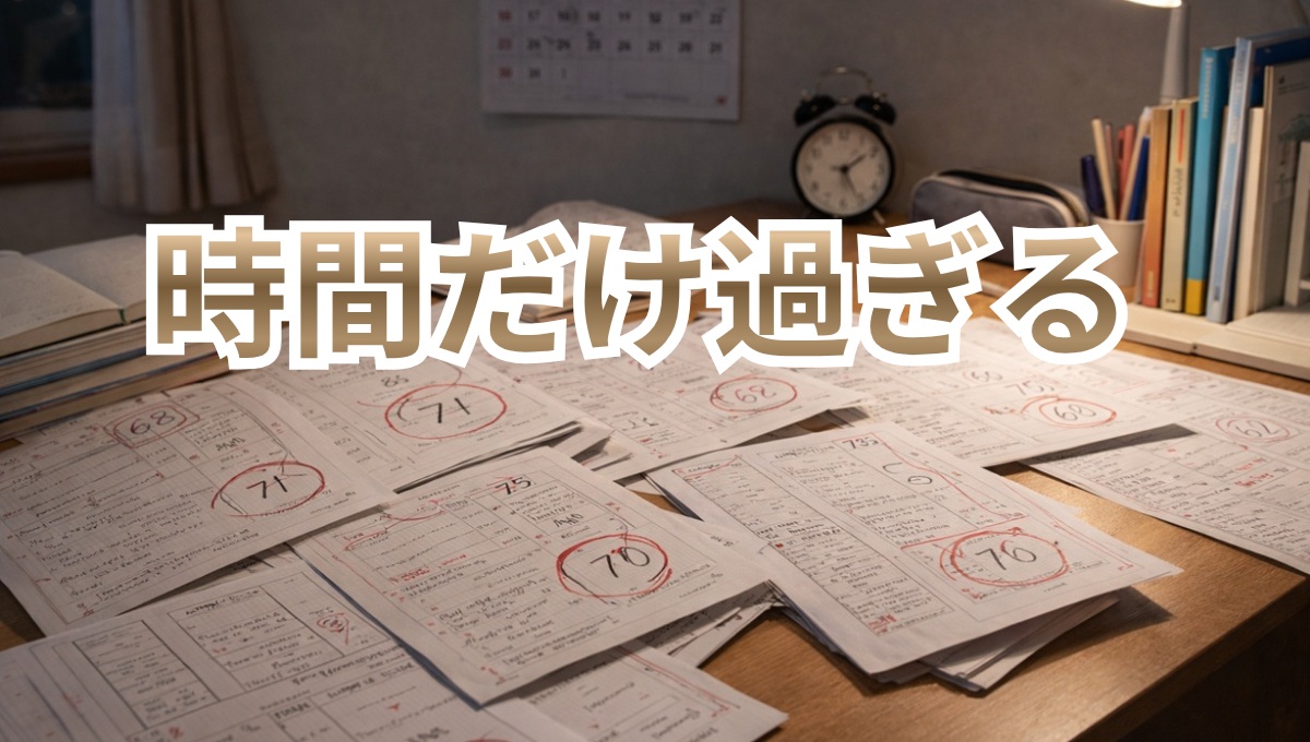 同じ点数が続き時間だけ過ぎている学習状況