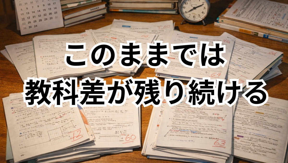 数学と英語の勉強を続けているのに停滞が続いていることを示す机上の学習風景