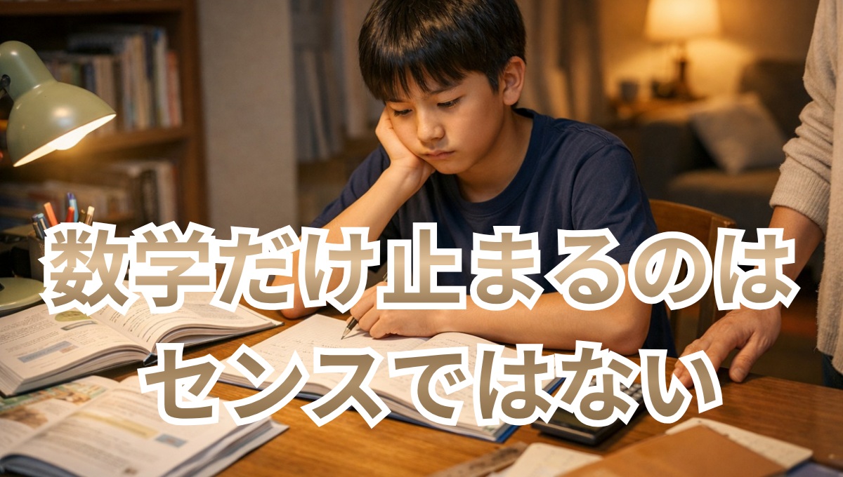 数学だけ進まずに手が止まっている中学生の家庭学習風景