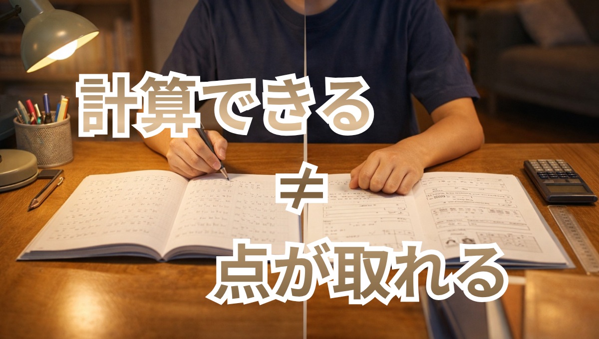 計算は進むのにテスト形式の数学で止まる学習机の対比