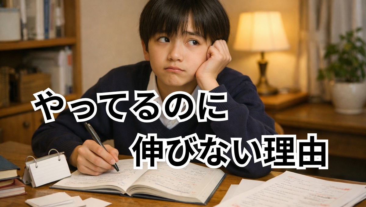英語を頑張っているのに結果が出ず悩む中学生の学習風景
