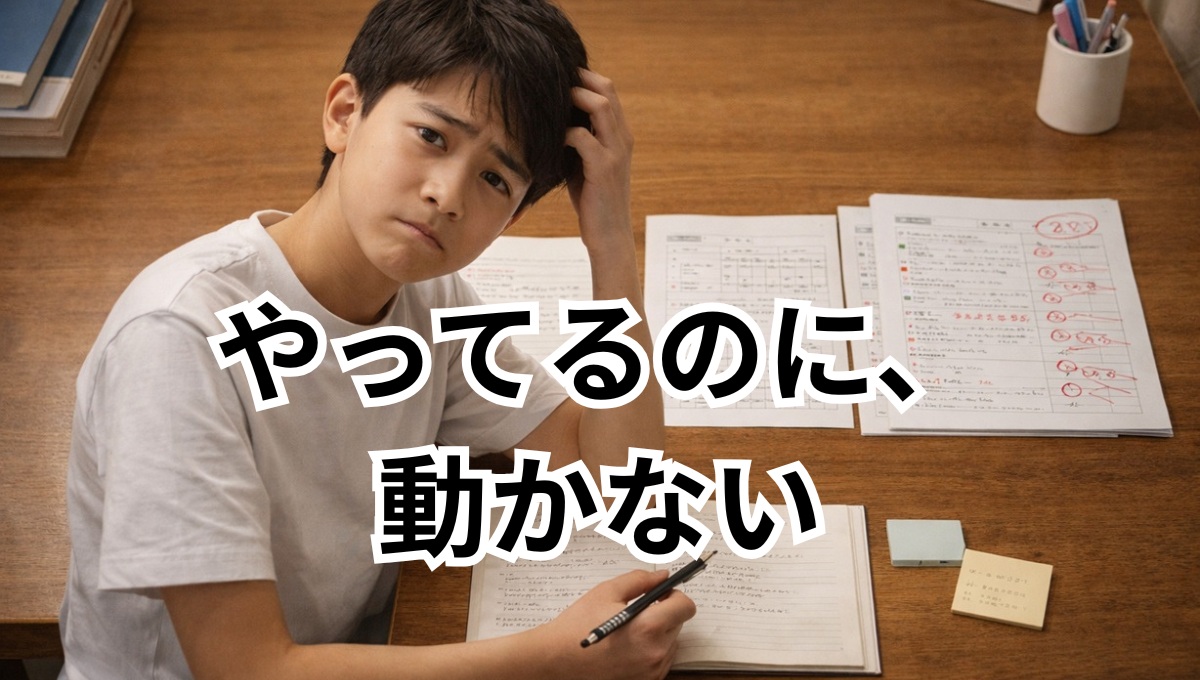 中学生が真面目に勉強しているのに結果が動かない様子