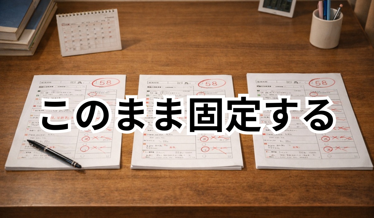 同じ点数が続き変化がない学習状況