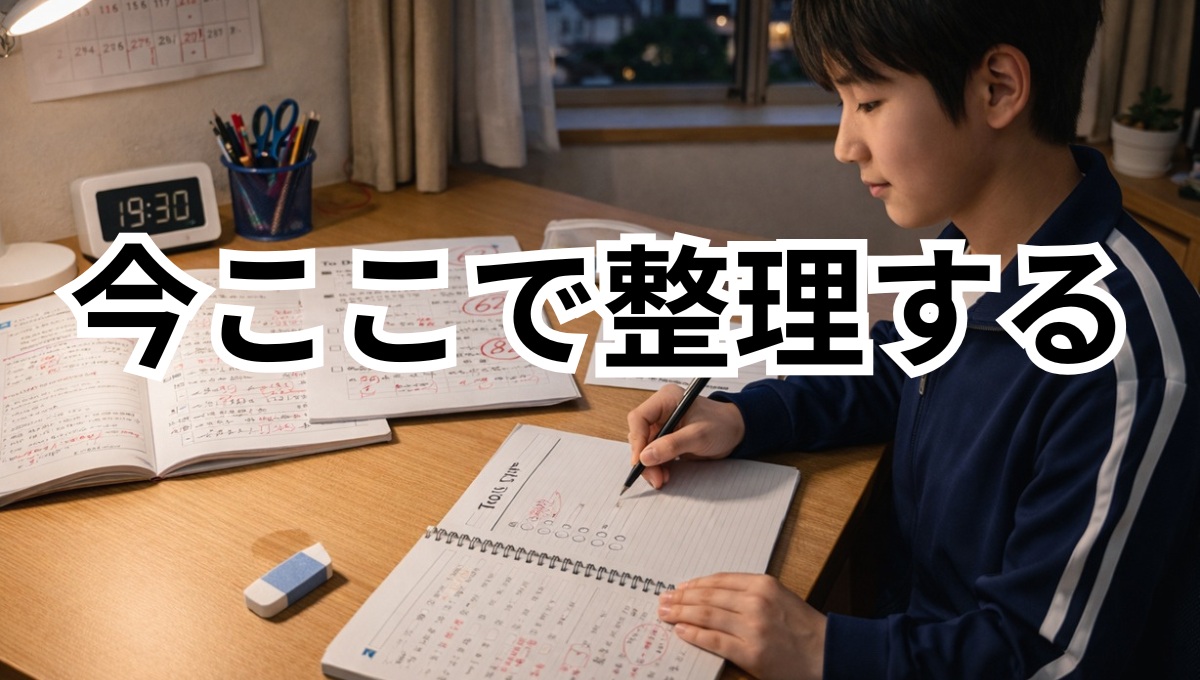 整理された学習環境で次の一歩を踏み出そうとする中学生