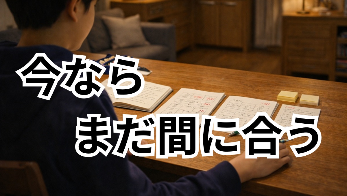 整理された学習環境で次の一歩を踏み出そうとしている中学生の様子
