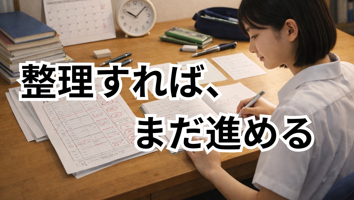 整理された学習環境で次の一歩を踏み出そうとする中学生