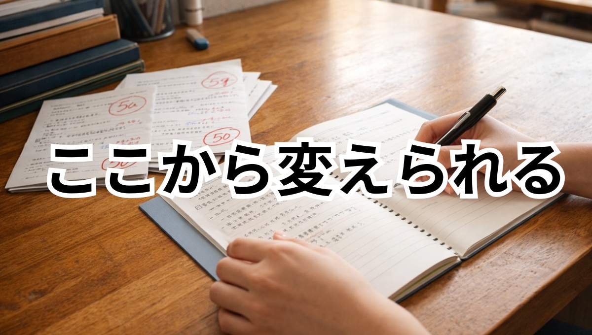 整理された学習環境で次の一歩を始める中学生