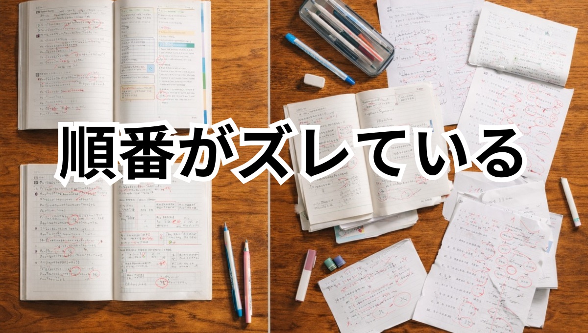 勉強の順番の違いを示す比較イメージ